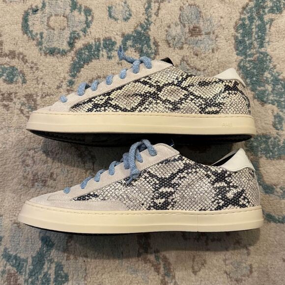 P448 John Silver Python Blue Lace Sneakers Size 9 - Picture 4 of 10